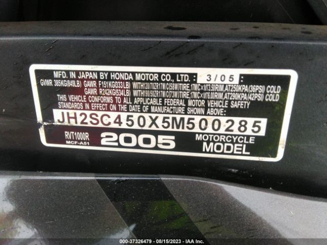 2005 HONDA RVT1000 JH2SC450X5M500285 Photo 9