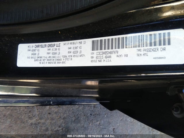 2013 CHRYSLER 200 LX VIN: 1C3CCBAB5DN687070