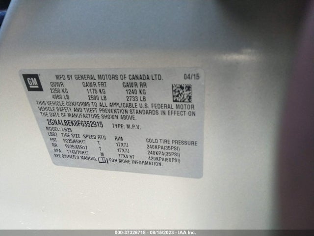 2GNALBEK8F6352915 Chevrolet EQUINOX LT