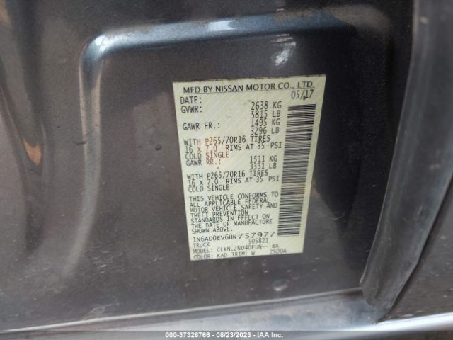 1N6AD0EV6HN757977 Nissan Frontier Sv V6