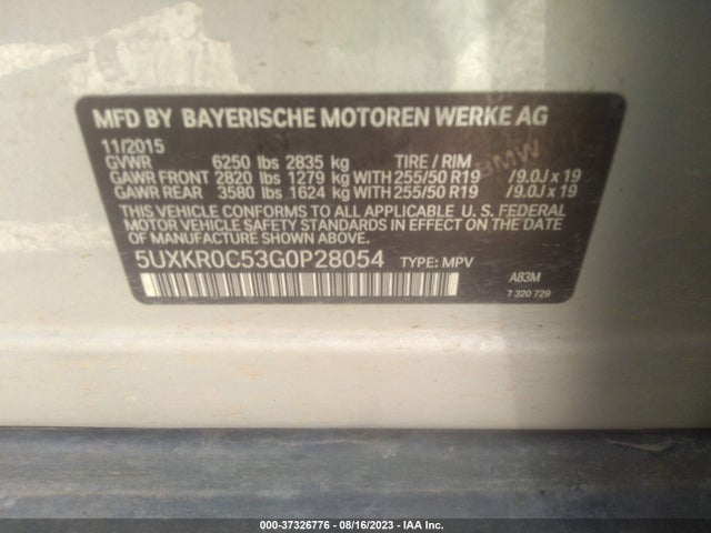 BMW X5 Xdrive35i 2016 5UXKR0C53G0P28054 Image 10