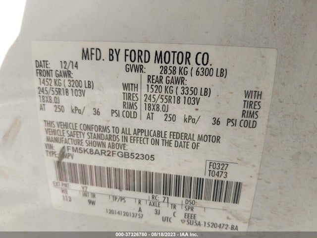 Ford UTILITY POLICE 2015 1FM5K8AR2FGB52305 Image 15