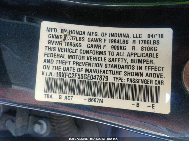 Honda Civic Sedan Lx 2016 19XFC2F55GE047879 Image 9