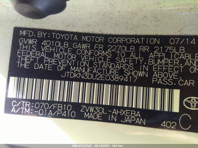 Toyota Prius Four/five/three/one/two 2014 JTDKN3DU2E0389417 Image 15