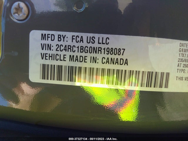 2C4RC1BG0NR198087 Chrysler Pacifica Touring L