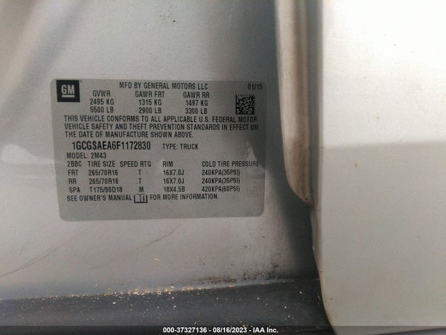 Chevrolet Colorado 2wd Wt 2015 1GCGSAEA6F1172830 Image 9