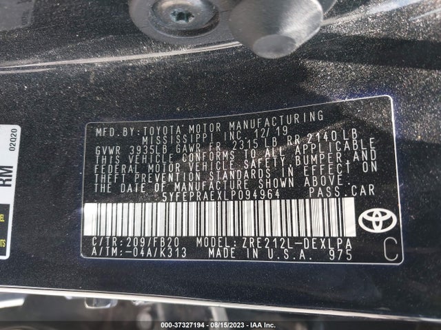 Toyota COROLLA LE 2020 5YFEPRAEXLP094964 Image 9