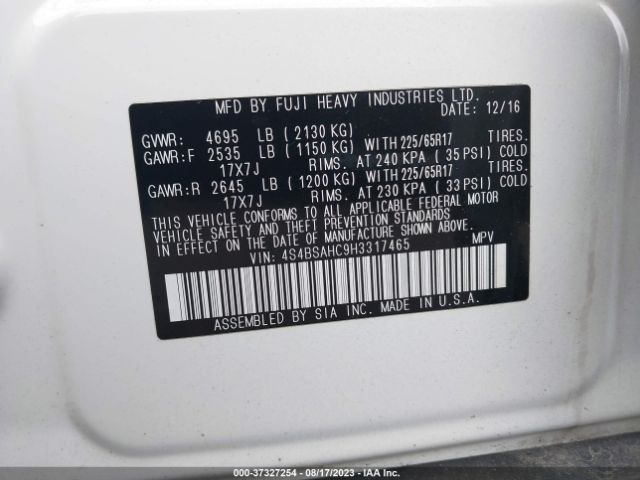 4S4BSAHC9H3317465 Subaru Outback Premium
