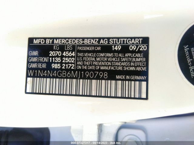 W1N4N4GB6MJ190798 Mercedes-Benz Gla Gla 250