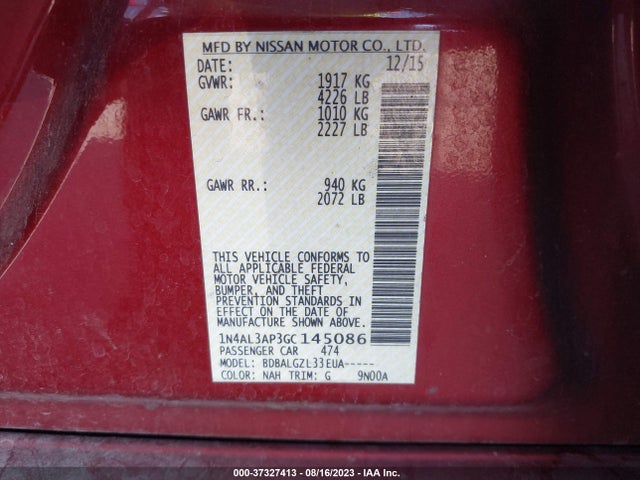 Nissan Altima 2016 1N4AL3AP3GC145086 Image 21