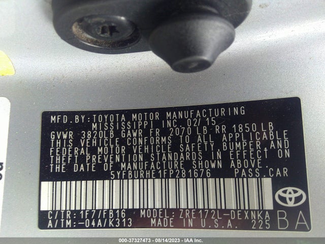 Toyota COROLLA LE 2015 5YFBURHE1FP281676 Image 9