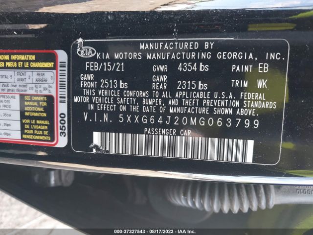 5XXG64J20MG063799 KIA K5 Gt-line