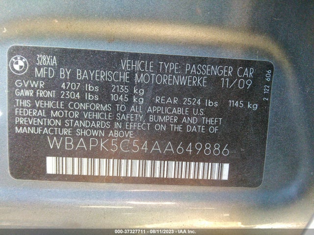 2010 BMW 3 SERIES 328I XDRIVE VIN: WBAPK5C54AA649886