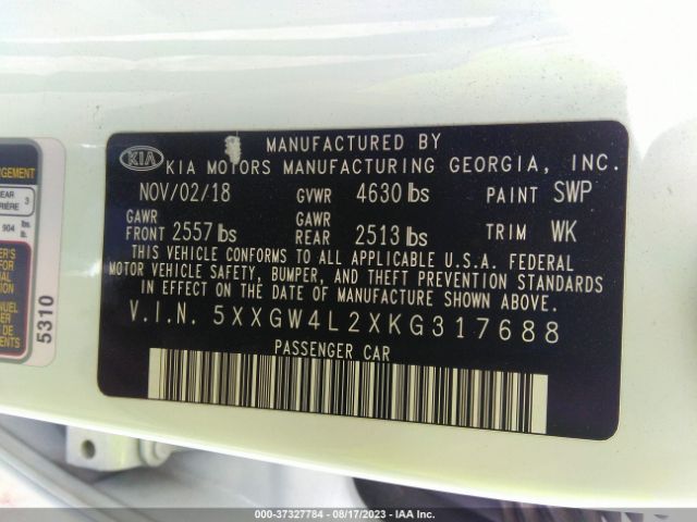 5XXGW4L2XKG317688 KIA OPTIMA SX