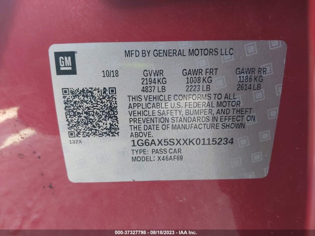 1G6AX5SXXK0115234 Cadillac Cts Sedan Luxury Awd