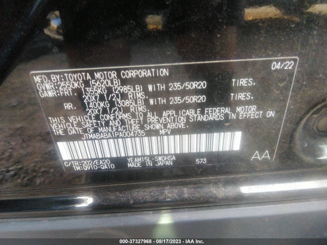 2023 Toyota bZ4X, VIN: JTMABABA1PA004735