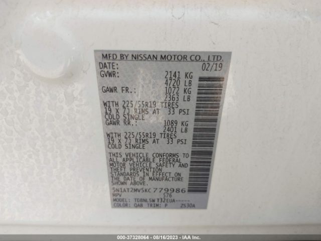 5N1AT2MV5KC779986 Nissan Rogue Sl