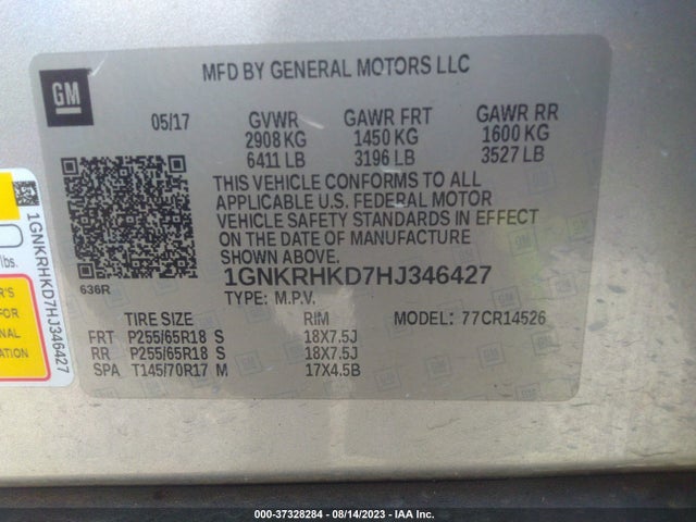 Chevrolet Traverse Lt 2017 1GNKRHKD7HJ346427 Image 9