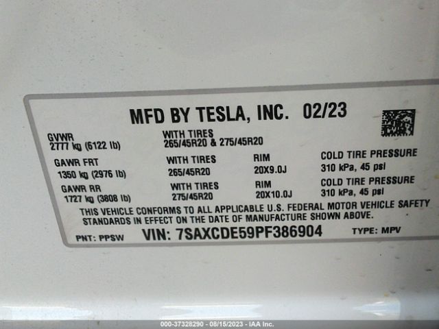 7SAXCDE59PF386904 Tesla MODEL X
