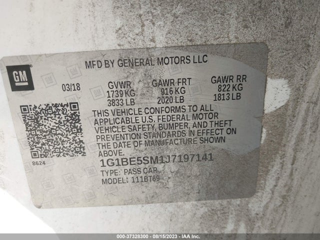 Chevrolet CRUZE LT 2018 1G1BE5SM1J7197141 Image 9