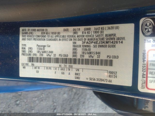 3FADP4EJ3KM142614 Ford FIESTA SE