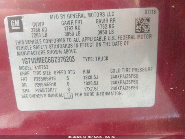 GMC Sierra 1500 Sle 2016 1GTV2MEC6GZ376203 Image 9