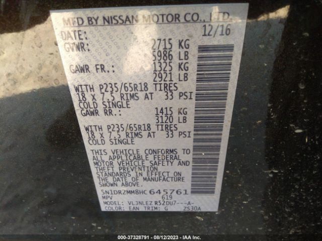 5N1DR2MM8HC645761 Nissan Pathfinder Sv