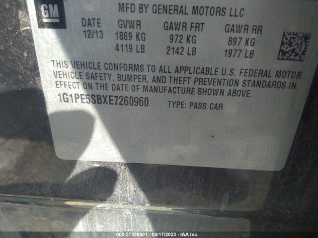 Продажа на аукционе авто 2014 Chevrolet Cruze 2lt, vin: 1G1PE5SBXE7260960, номер лота: 37328901