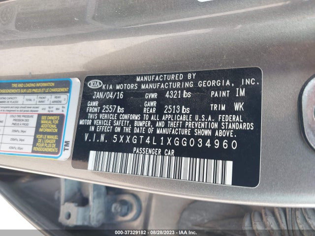 5XXGT4L1XGG034960 KIA Optima Lx Turbo