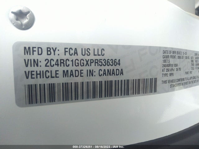 2C4RC1GGXPR536364 Chrysler Pacifica Limited