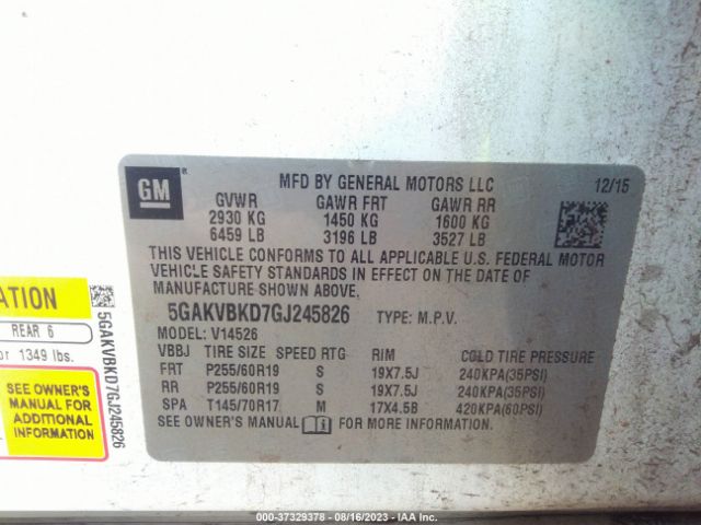 5GAKVBKD7GJ245826 Buick Enclave Leather