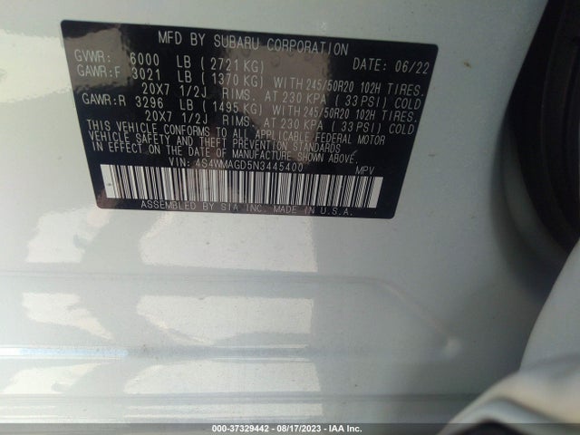 4S4WMAGD5N3445400 Subaru Ascent Onyx Edition