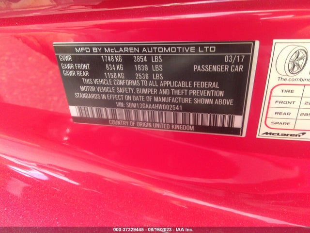 2017 McLaren 570GT, VIN: SBM13GAA4HW002541