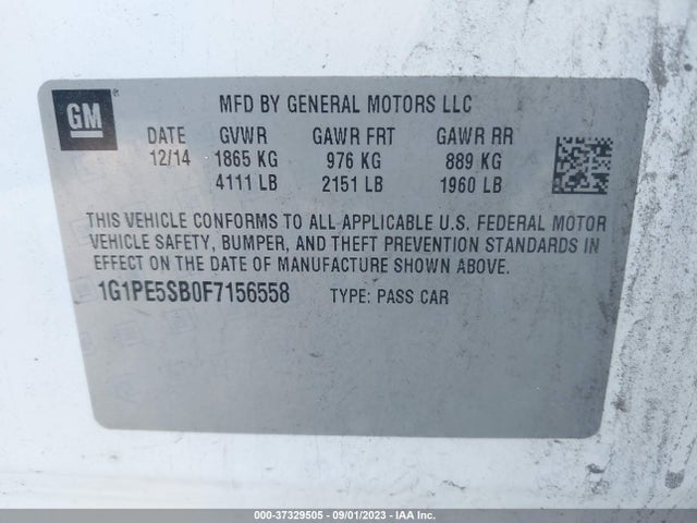 Chevrolet CRUZE LT 2015 1G1PE5SB0F7156558 Image 9