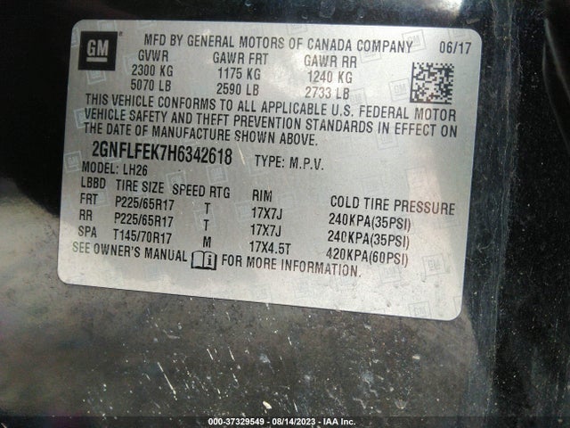 Chevrolet EQUINOX LT 2017 2GNFLFEK7H6342618 Image 9
