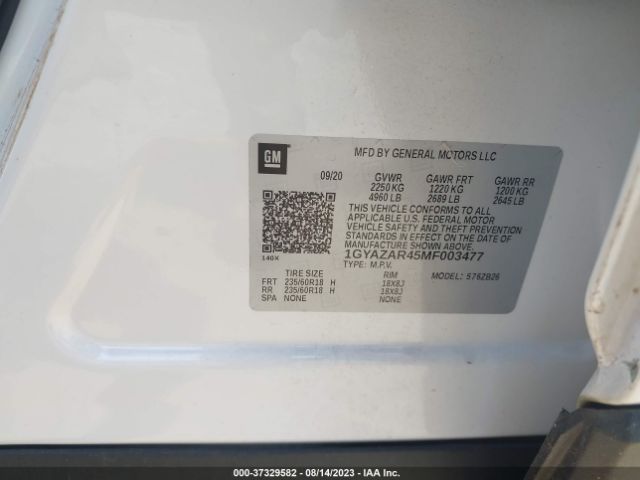 1GYAZAR45MF003477 Cadillac Xt4 Fwd Luxury