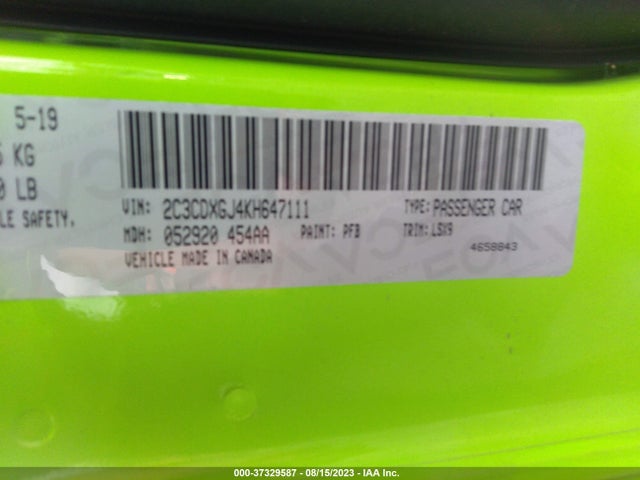 Dodge Charger Scat Pack 2019 2C3CDXGJ4KH647111 Image 9