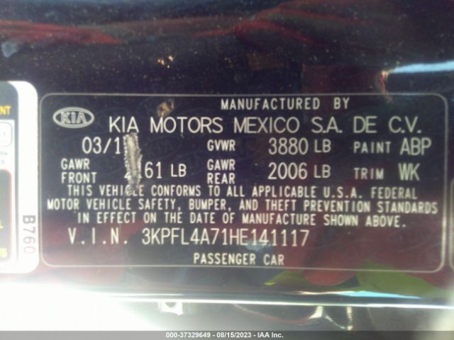 3KPFL4A71HE141117 KIA FORTE LX