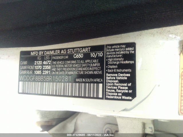 Продаж на аукціоні авто 2011 Mercedes-benz C 300 Sport 4matic/luxury 4matic, vin: WDDGF8BB5BR150281, номер лоту: 37329685
