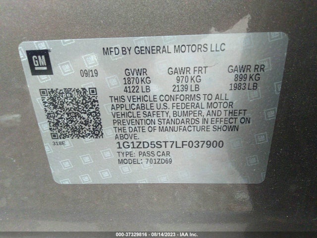 Chevrolet MALIBU LT 2020 1G1ZD5ST7LF037900 Image 9