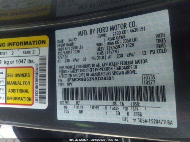3FMCR9B63NRD38391 Ford Bronco Sport Big Bend