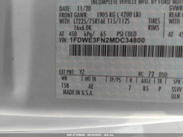 2021 Ford E-Series, VIN: 1FDWE3FN2MDC34800