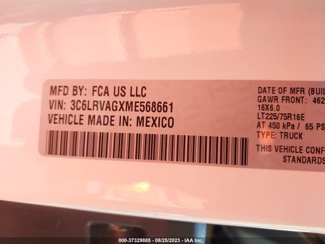 3C6LRVAGXME568661 RAM Promaster Cargo Van