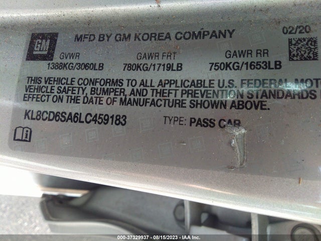 Chevrolet Spark Fwd 1lt Automatic 2020 KL8CD6SA6LC459183 Image 9