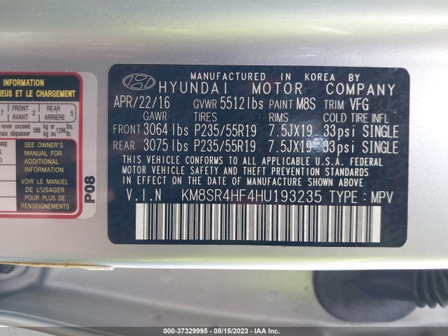 Hyundai Santa Fe Se Ultimate 2017 KM8SR4HF4HU193235 Image 26