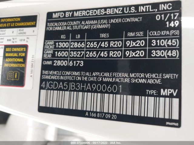 4JGDA5JB3HA900601 Mercedes-Benz Gle Gle 350