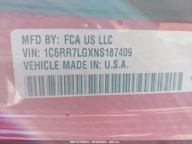 2022 RAM 1500 CLASSIC WARLOCK VIN: 1C6RR7LGXNS187409