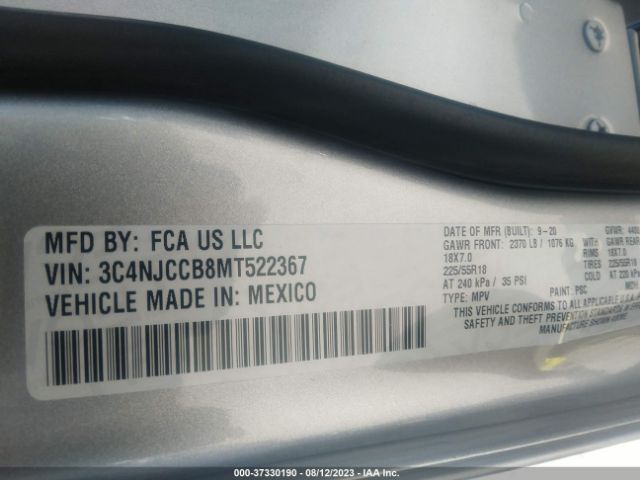 3C4NJCCB8MT522367 Jeep Compass Limited