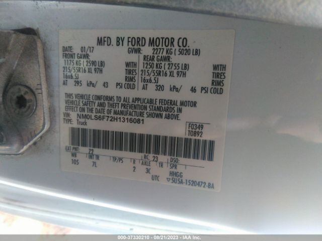 NM0LS6F72H1316081 Ford Transit Connect Van Xlt