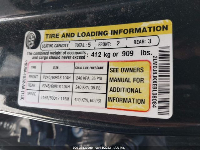 2LMDJ8JKXEBL08084 Lincoln MKX